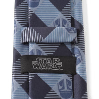 Star Wars Mando Helmet Check Blue Men's Tie Ties Star Wars