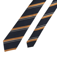 Navy Gold Silk Stripe Tie