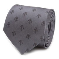 Mandalorian Star Wars Gray Silk Men's Tie Ties Star Wars