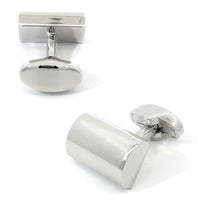 Shiny Silver Cylindrical Segment Cufflinks Classic & Modern Cufflinks Clinks Australia