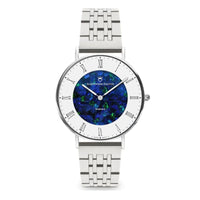 Romano Ridge Blue Swiss Opal Watch 36MM with Silver Jubilee Strap Watches Clinks