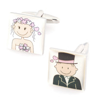 Bride & Groom Cartoon Wedding Cufflinks Wedding Cufflinks Clinks Australia