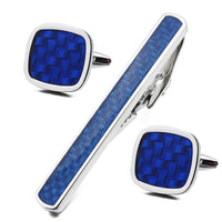 Blue Woven Pattern Cufflink and Tie Clip Set Gift Set Clinks Australia