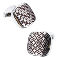 Coffee Enamel & Silver Filagree Design Cufflinks Classic & Modern Cufflinks Clinks Australia