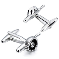 Baseball Bat, Glove and Ball Cufflinks in Silver Novelty Cufflinks Clinks Australia