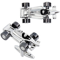 Silver F1 Cufflinks with Gunmetal Wheels Novelty Cufflinks Clinks Australia