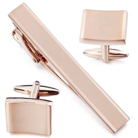 Beveled Rose Gold Cufflink & Tie Clip Set Gift Set Clinks Australia