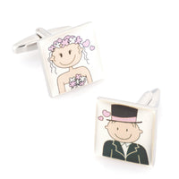 Bride & Groom Cartoon Wedding Cufflinks Wedding Cufflinks Clinks Australia