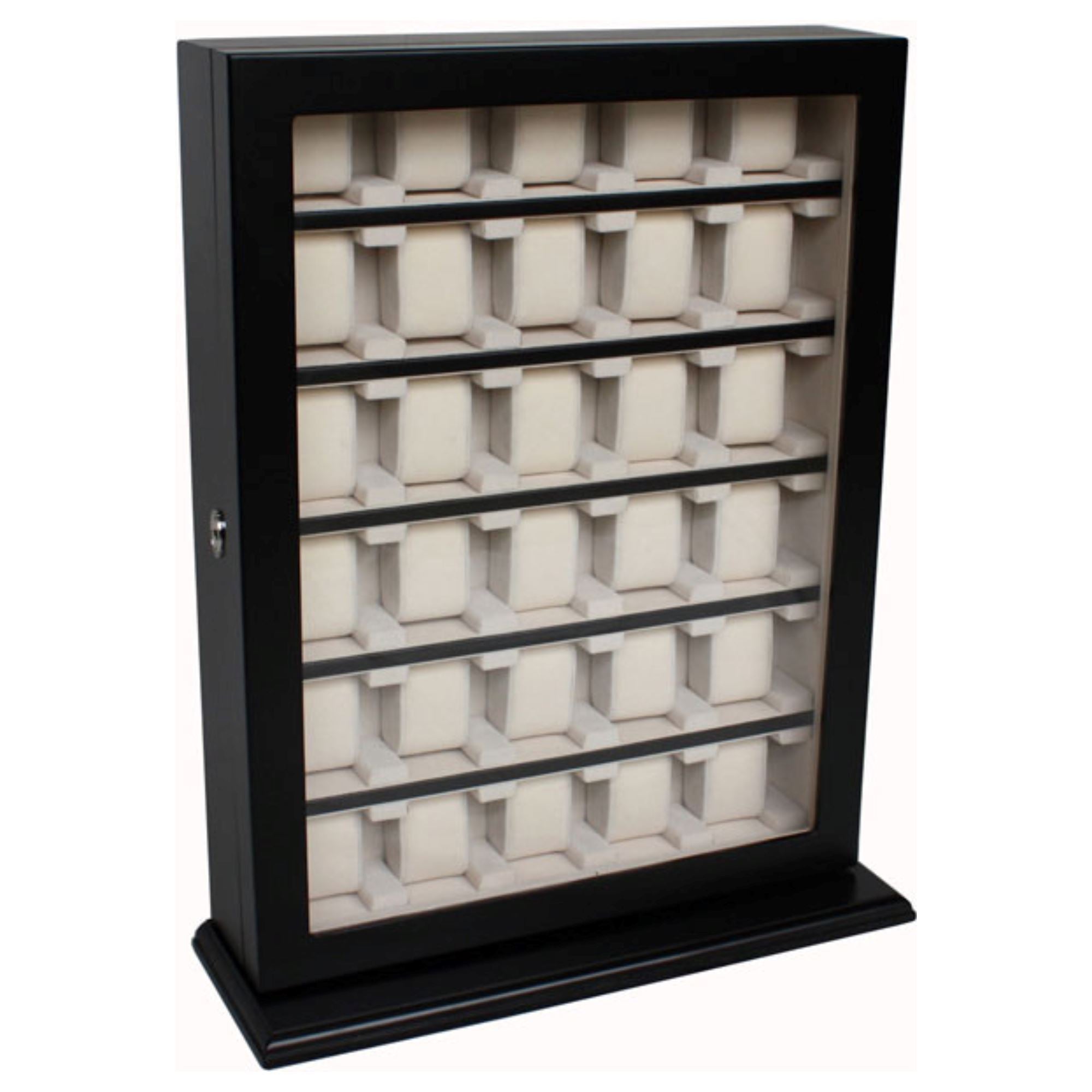 Black Wooden Watch Cabinet for 30 watches Watch Boxes Clinks 