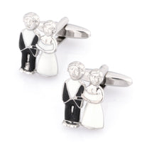 Wedding Bride Groom Couple in Black, White & Silver Cufflinks Wedding Cufflinks Clinks Australia